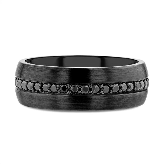 Black Tungsten Ring with Black Sapphires