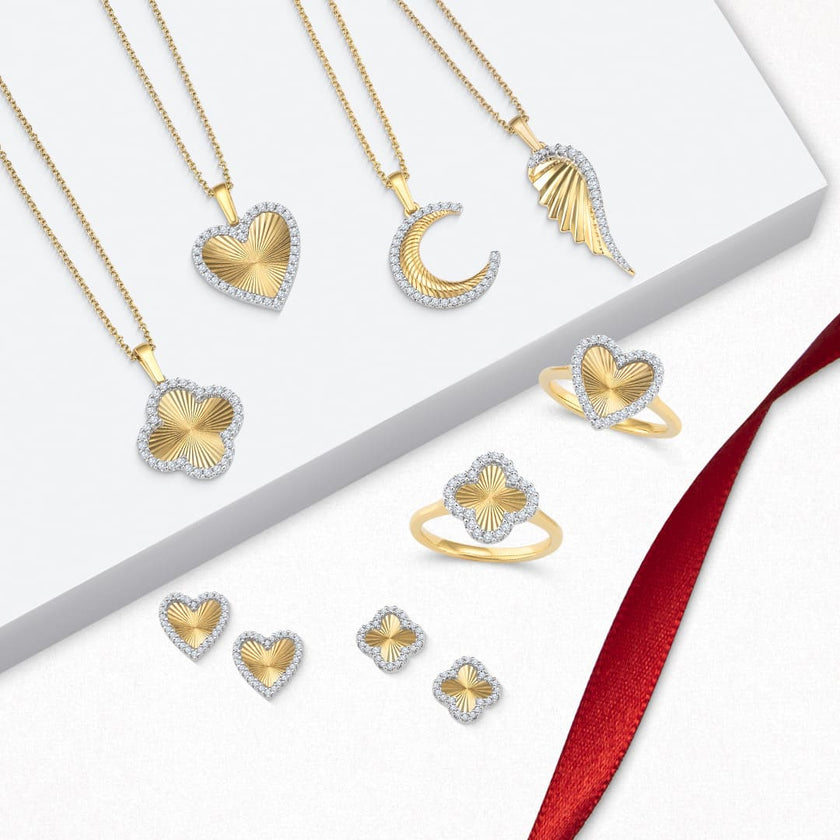 Heart shape fluted diamond fashion pendant