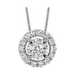 Sparkling Diamond Solitaire Necklace with Halo in 14K White Gold