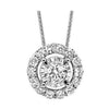 Sparkling Diamond Solitaire Necklace with Halo in 14K White Gold