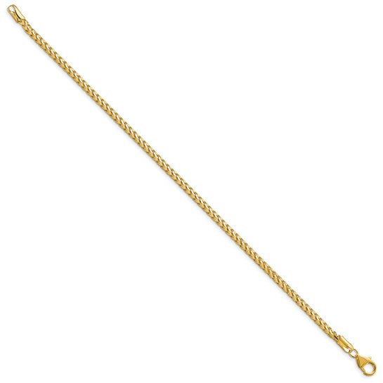 14K 8 inch 3mm Franco with Fancy Lobster Clasp Bracelet