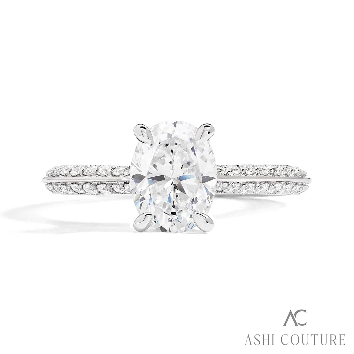 Fabulous Couture Knife-Edge Oval Center Diamond Engagement Ring 14K | Gemmas Jewelers