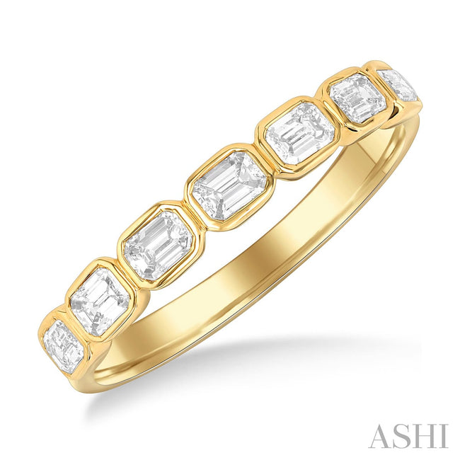 Fabulous East-West Emerald Shape Bezel Diamond Wedding Band in 14K | Gemmas Jewelers