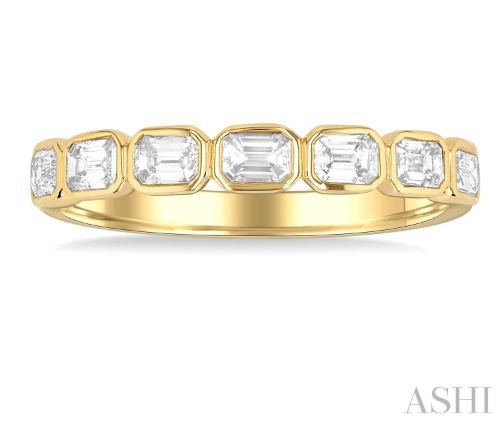 Fabulous East-West Emerald Shape Bezel Diamond Wedding Band in 14K | Gemmas Jewelers