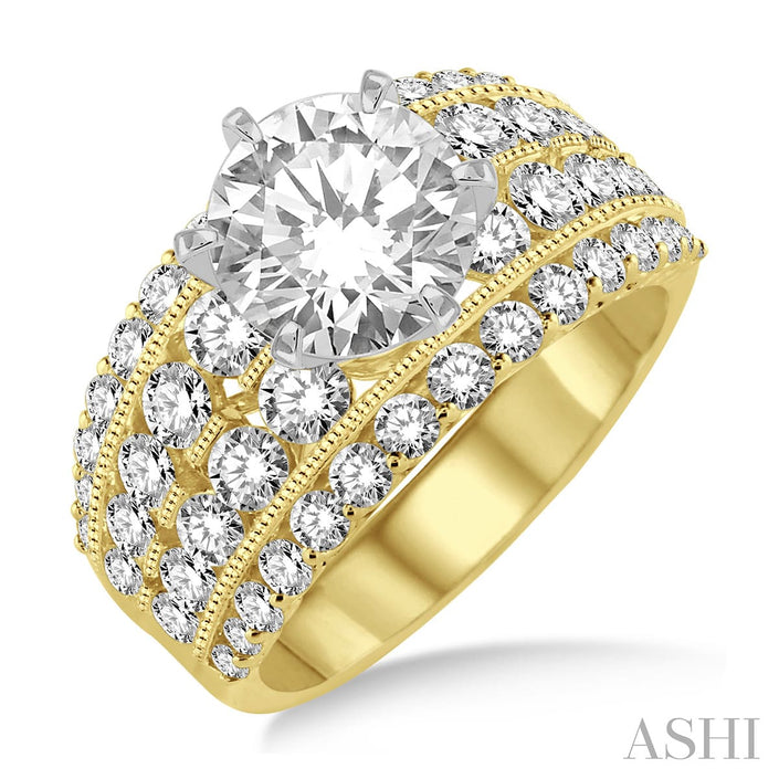 Fabulous Four Row Diamond Engagement Wedding Ring in 14K Yellow Gold | Gemmas Jewelers