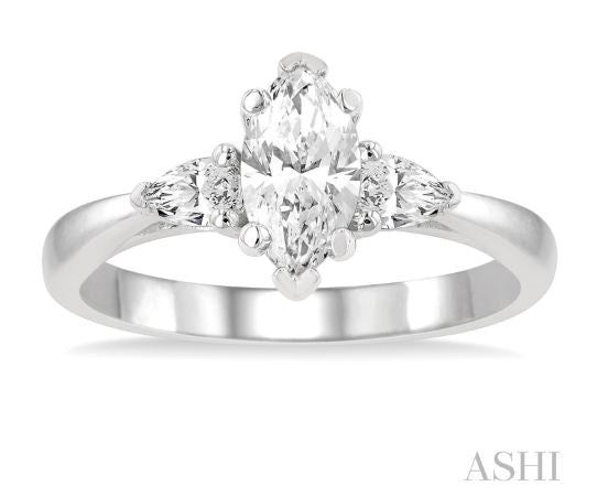 Fabulous Marquise and Pear Shape Diamond Engagement Ring in 14K White Gold | Gemmas Jewelers