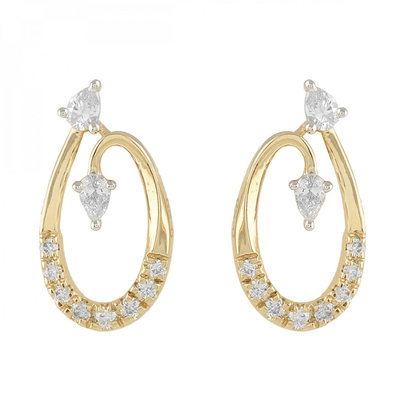 Fabulous Modern Round & Pear Diamond Drop Earrings 10K | Gemmas Jewelers