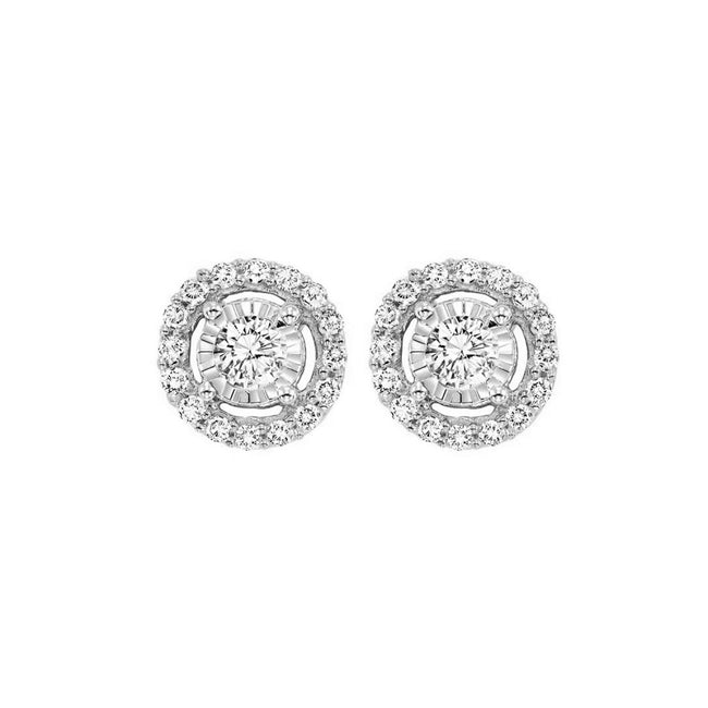 Fabulous Round Diamond Stud Earrings with Halo in 14K Gold | Gemmas Jewelers