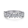 14K White Gold Prongs Marquise and Round Diamond Anniversary Band - 1.1 ct