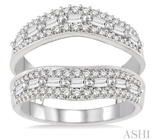 Fantastic Baguette & Round Diamond Insert Wedding Ring in 14K White Gold | Gemmas Jewelers