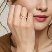 Floral - 14K Yellow Gold Diamond Floral Open Ring