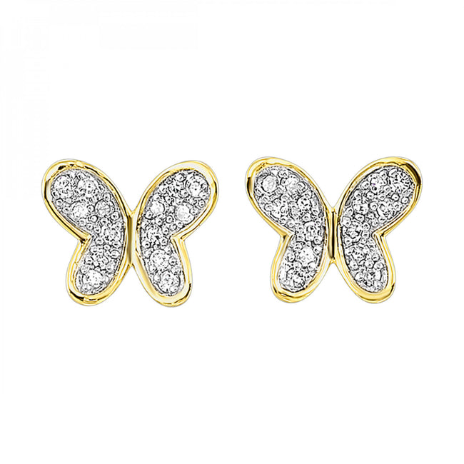 Fun & Dainty Butterfly Design Pave Diamond Earrings 10K | Gemmas Jewelers