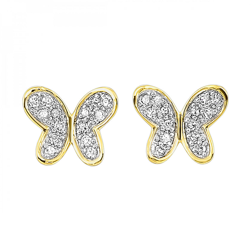 Fun & Dainty Butterfly Design Pave Diamond Earrings 10K | Gemmas Jewelers