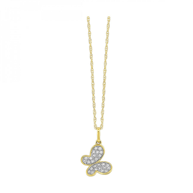 Fun & Dainty Butterfly Design Pave Diamond Necklace  in 10K Gold | Gemmas Jewelers