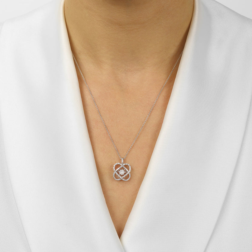 Fun & Unique Double Heart Diamond Necklace in Silver | Gemmas Jewelers 2