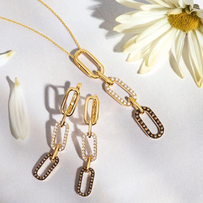 Fun and Fashionable LeVian® Paper Clip Diamond Earrings in 14K Honey Gold | Gemmas Jewelers 2