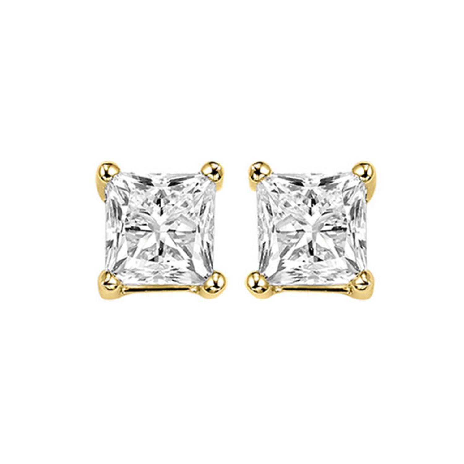 Princess Cut Studs 1.50ctw Natural Diamonds