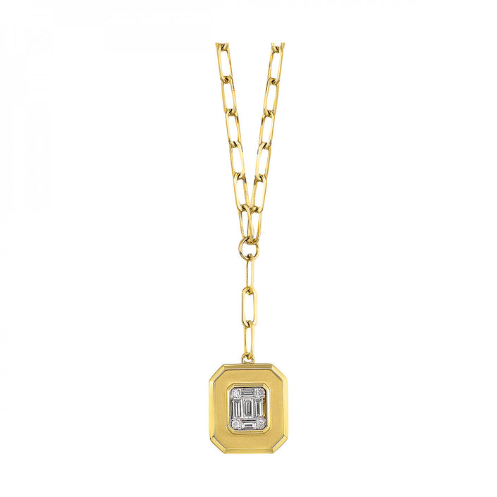 14k Yellow Gold Emerald Shape Necklace