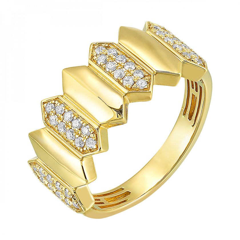 Unique14k Yellow Gold Diamond Ring