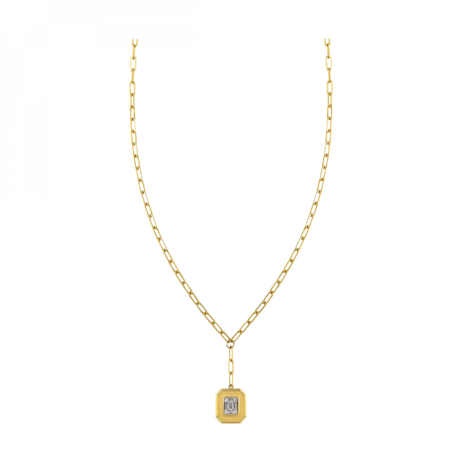 14k Yellow Gold Emerald Shape Necklace