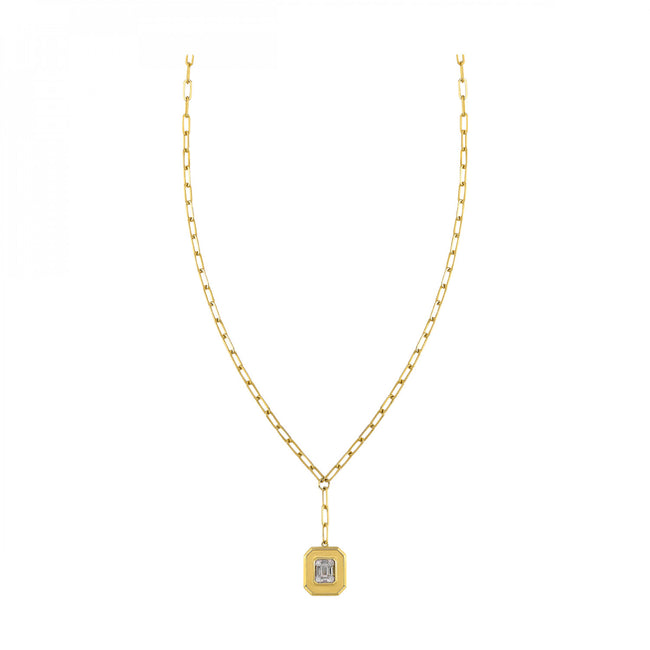 14k Yellow Gold Emerald Shape Necklace
