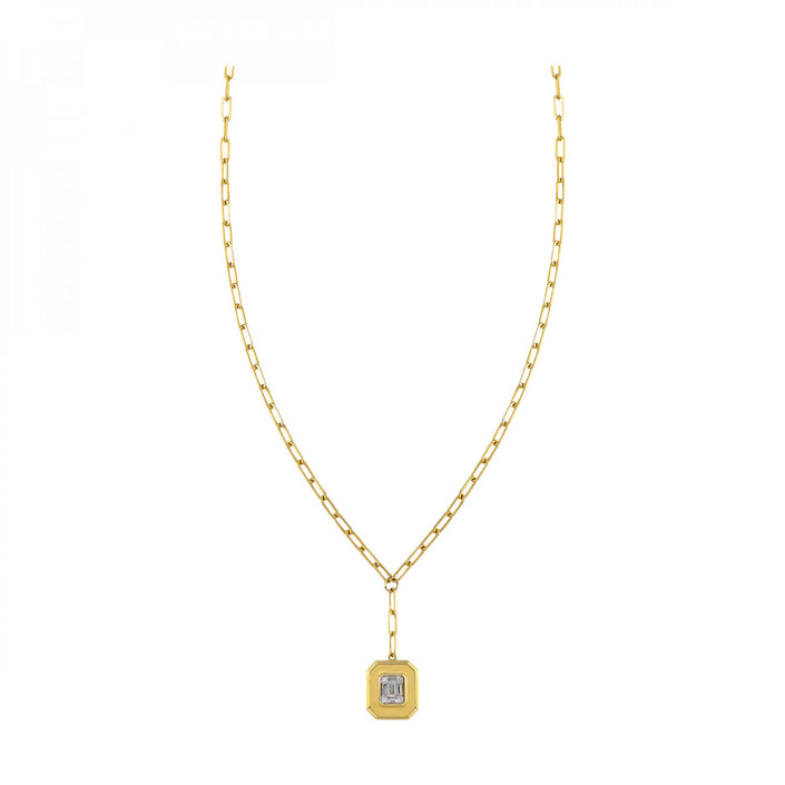 14k Yellow Gold Emerald Shape Necklace