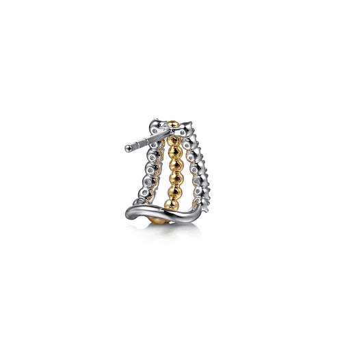 Gabriel & Co. Bujukan J Hoop Diamond Earrings in 14K White & Yellow Gold