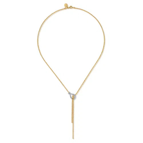 14K White & Yellow Gold Bujukan and Diamond Buckle Y Necklace