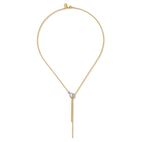 14K White & Yellow Gold Bujukan and Diamond Buckle Y Necklace