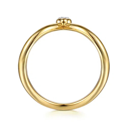 14K White & Yellow Gold Bujukan and Diamond Chevron Ring