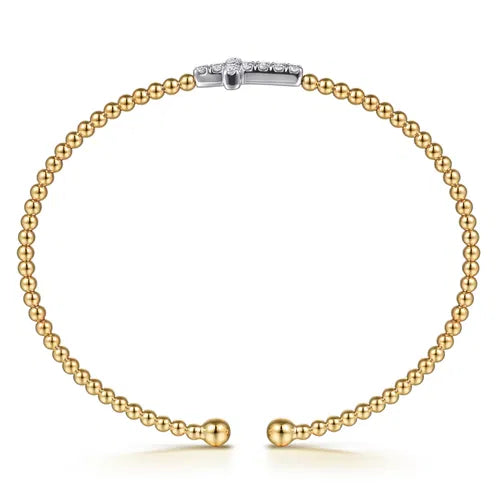 Gabriel & Co. Bujukan Diamond Cross Split Bangle Bracelet in 14K Yellow Gold