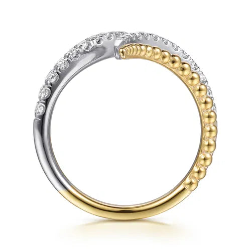 Gabriel & Co. Bujukan and Diamond Double Row Bypass Ring in 14K White & Yellow Gold
