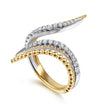 Gabriel & Co. Bujukan and Diamond Double Row Bypass Ring in 14K White & Yellow Gold