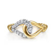 14K White & Yellow Gold Bujukan and Diamond Horseshoe Link Ring