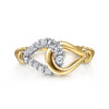 14K White & Yellow Gold Bujukan and Diamond Horseshoe Link Ring