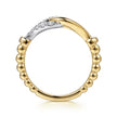 14K White & Yellow Gold Bujukan and Diamond Horseshoe Link Ring