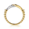 14K White & Yellow Gold Bujukan and Diamond Horseshoe Link Ring