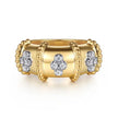 14K White & Yellow Gold Bujukan and Diamond Wide Band Ring