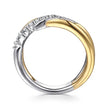 14K White & Yellow Gold Diamond Spike Bypass Ring