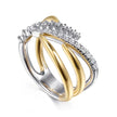 14K White & Yellow Gold Diamond Spike Bypass Ring