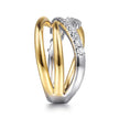 14K White & Yellow Gold Diamond Spike Bypass Ring