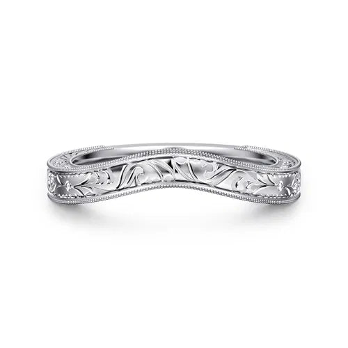 14K White Gold Vintage Inspired Anniversary Band