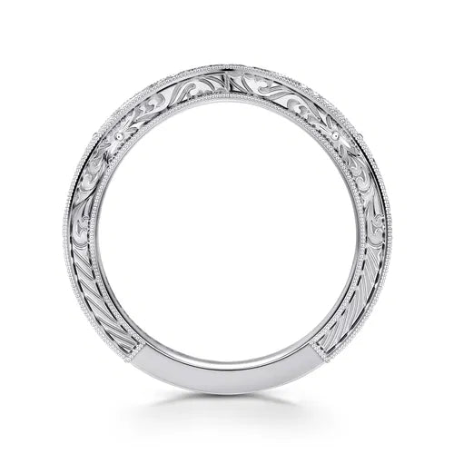 14K White Gold Vintage Inspired Anniversary Band