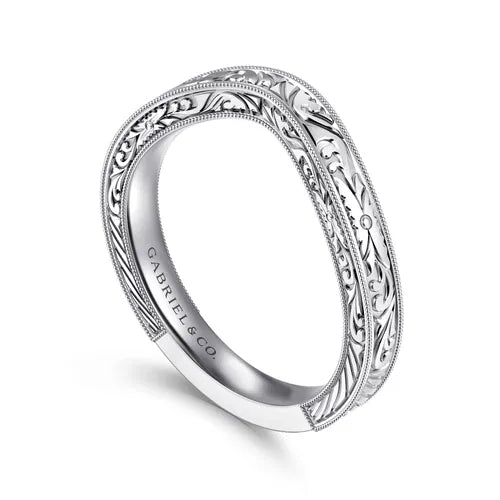 14K White Gold Vintage Inspired Anniversary Band