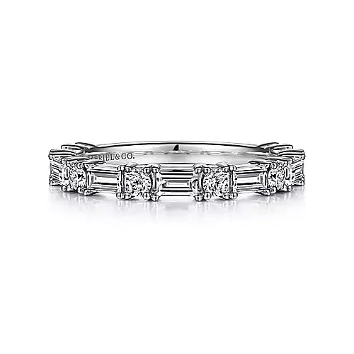 Baguette and Round Diamond Anniversary Band