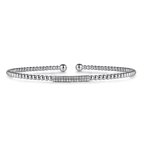 Gabriel & Co. Bujukan Bead Bangle with Diamonds in 14K White Gold