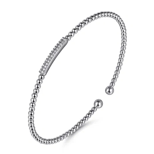 Gabriel & Co. Bujukan Bead Bangle with Diamonds in 14K White Gold