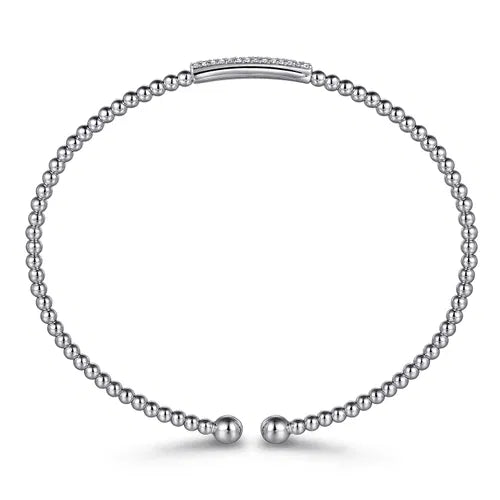 Gabriel & Co. Bujukan Bead Bangle with Diamonds in 14K White Gold