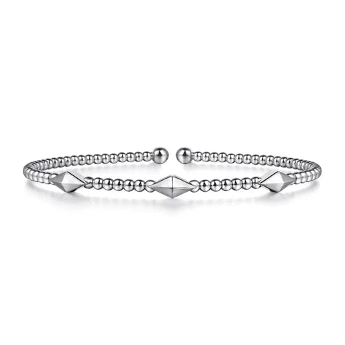 14K White Gold Bujukan Pyramid Stations Bangle