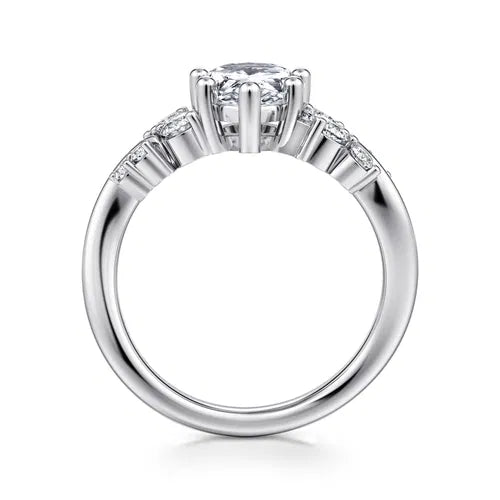 14K White Gold Bypass Pear Shape Diamond Engagement Ring
